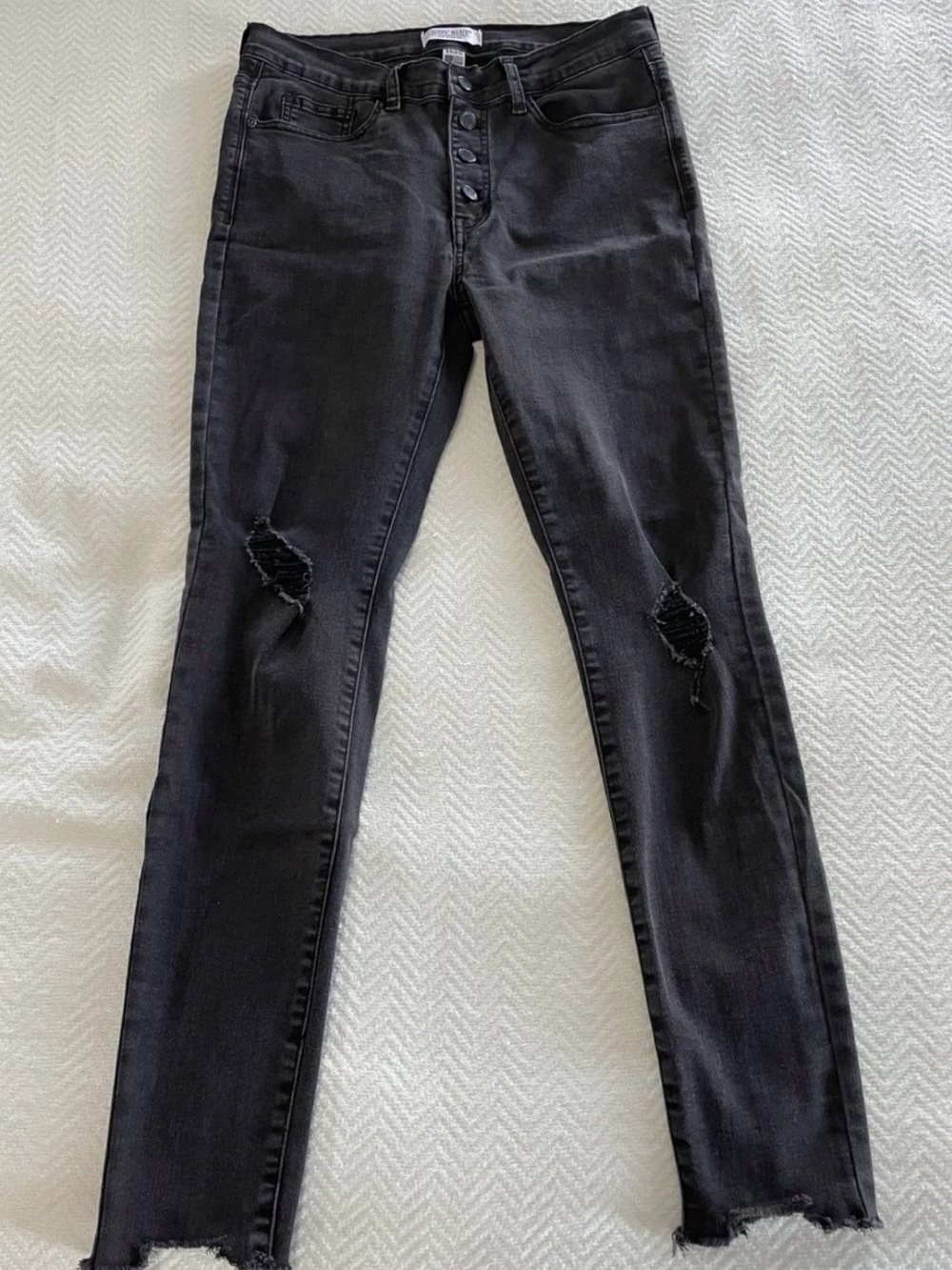 Judy Blue Black High-Rise Distressed Ankle Stretch Button Up Jeans